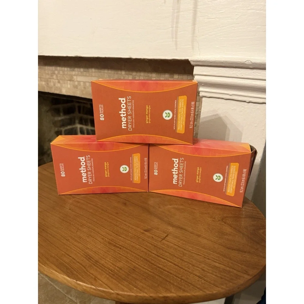 (3) New Method Paper Dryer Sheets - Ginger Mango - 80 Sheets Each Discontinued